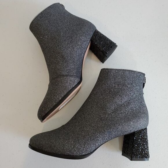 Sophia Webster 'Stella' Crushed Glitter & Crystal Booties, Pewter - Picture 1 of 11
